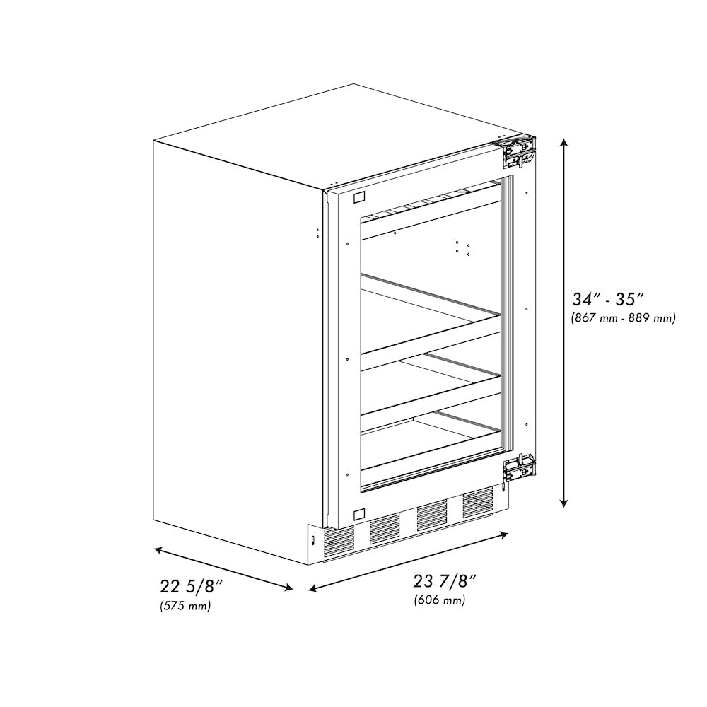 ZLINE 24 in. Touchstone 151 Can Beverage Fridge with Panel Ready Glass Door, Open Box-Excellent Condition