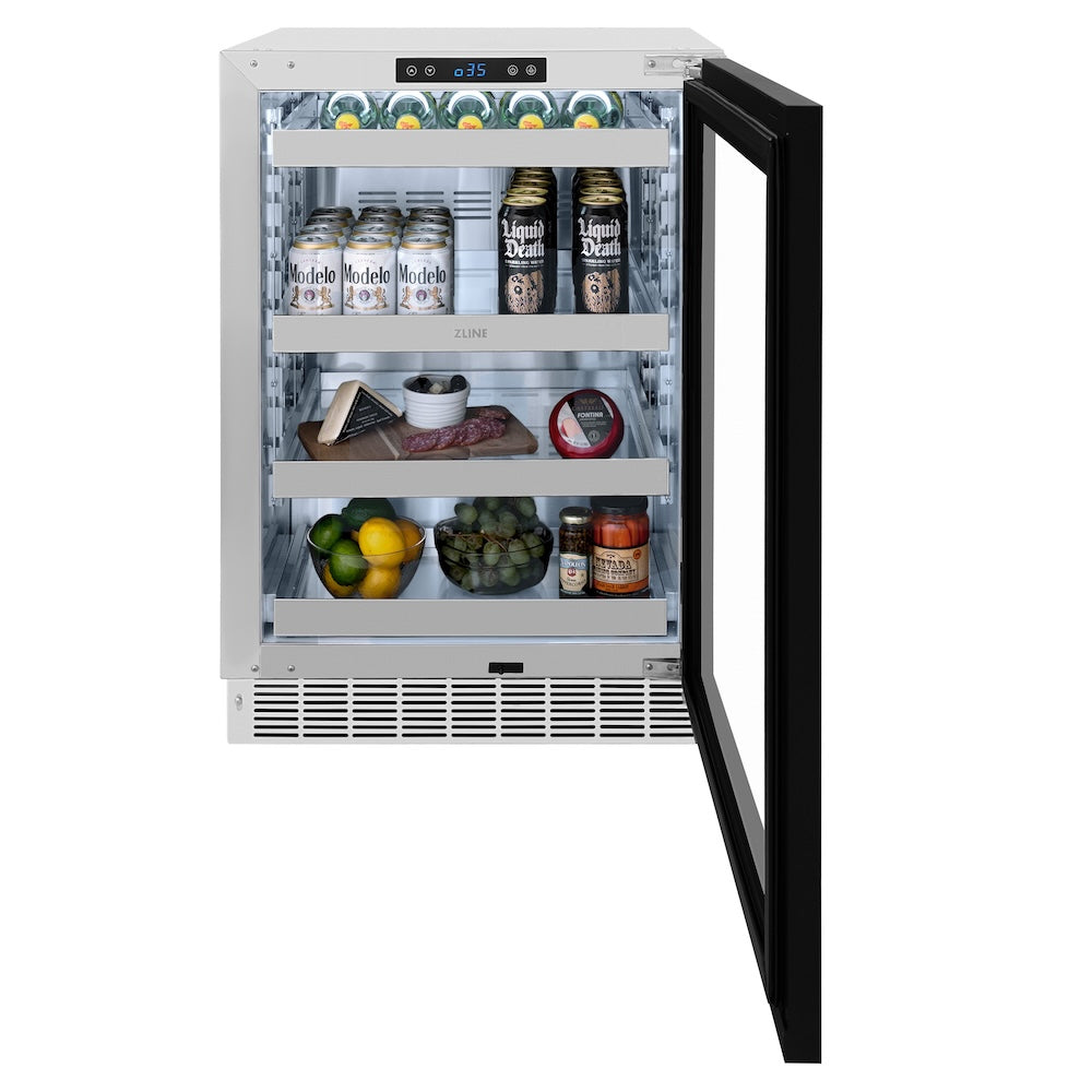 ZLINE 24 in. Touchstone 151 Can Beverage Fridge with Panel Ready Glass Door, Open Box-Excellent Condition