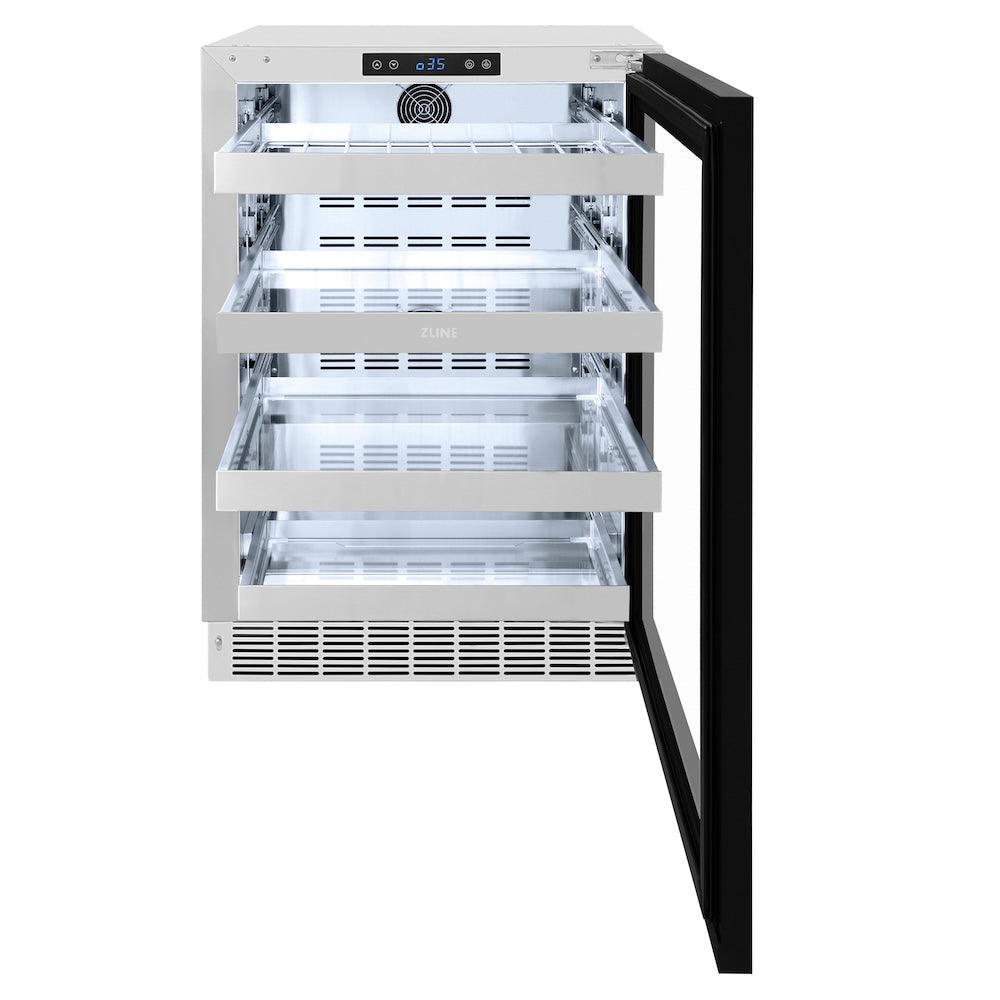 ZLINE 24 in. Touchstone 151 Can Beverage Fridge with Panel Ready Glass Door, Open Box-Excellent Condition