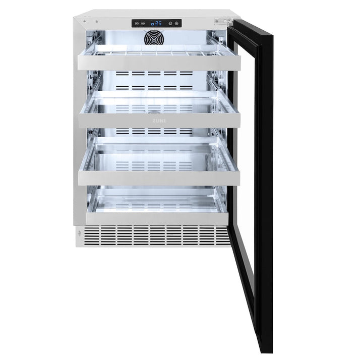 ZLINE 24 in. Touchstone 151 Can Beverage Fridge with Panel Ready Glass Door, Open Box-Excellent Condition