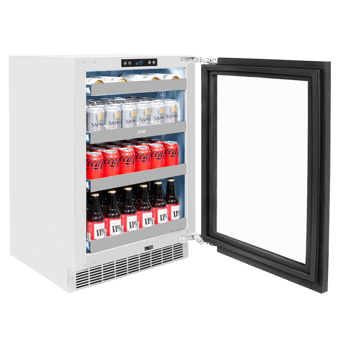 ZLINE 24 in. Touchstone 151 Can Beverage Fridge with Panel Ready Glass Door, Open Box-Excellent Condition