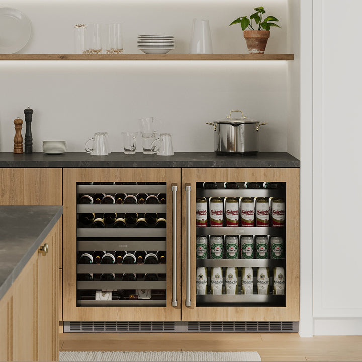 ZLINE 24 in. Touchstone Dual Zone 44 Bottle Wine Cooler with Panel Ready Glass Door, Open Box-Excellent Condition