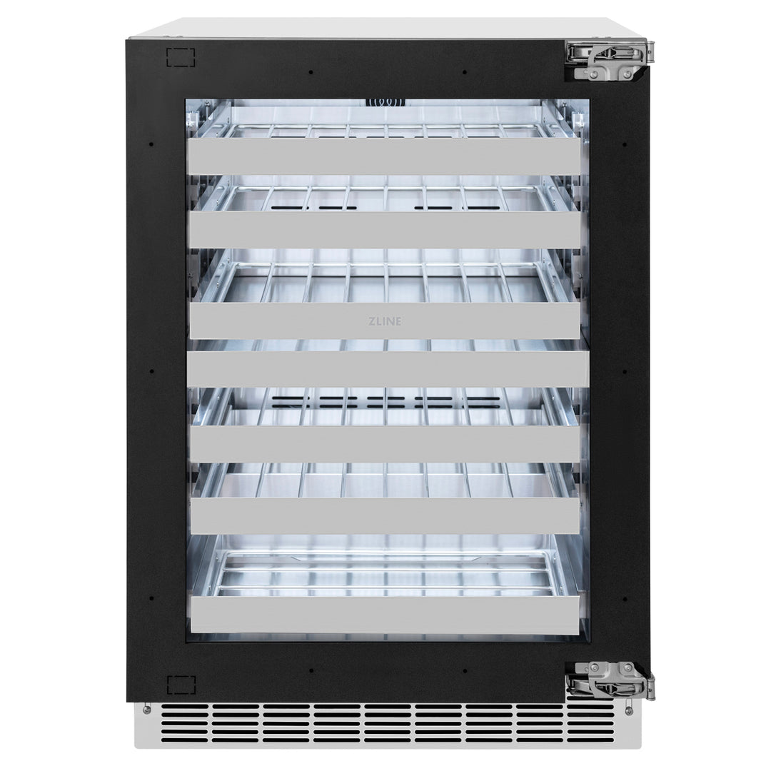 ZLINE 24 in. Touchstone Dual Zone 44 Bottle Wine Cooler with Panel Ready Glass Door, Open Box-Excellent Condition