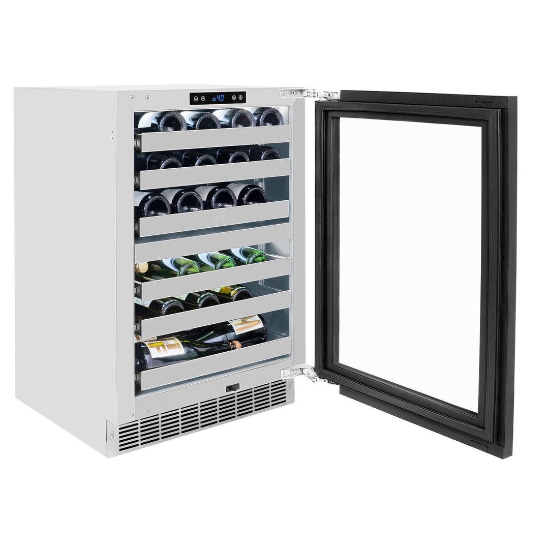 ZLINE 24 in. Touchstone Dual Zone 44 Bottle Wine Cooler with Panel Ready Glass Door, Open Box-Excellent Condition