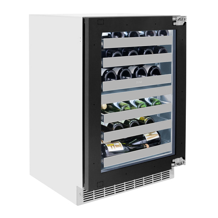 ZLINE 24 in. Touchstone Dual Zone 44 Bottle Wine Cooler with Panel Ready Glass Door, Open Box-Excellent Condition