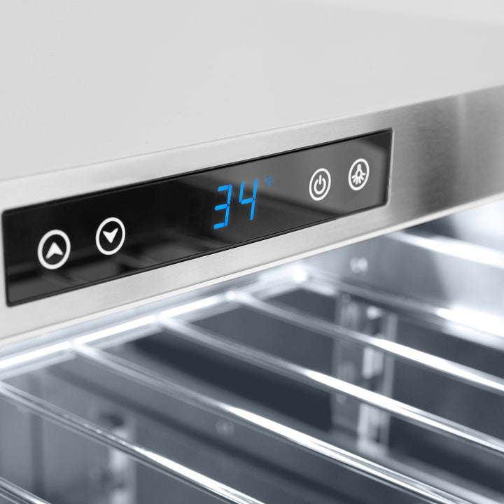 ZLINE 24 in. Touchstone 151 Can Beverage Fridge with Stainless Steel Glass Door, Open Box-Excellent Condition