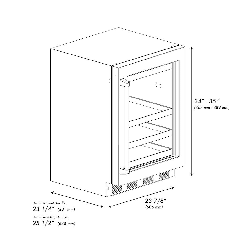 ZLINE 24 in. Touchstone 151 Can Beverage Fridge with Stainless Steel Glass Door, Open Box-Excellent Condition