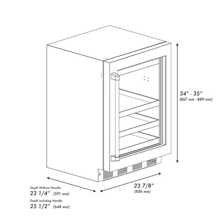 ZLINE 24 in. Touchstone 151 Can Beverage Fridge with Stainless Steel Glass Door, Open Box-Excellent Condition