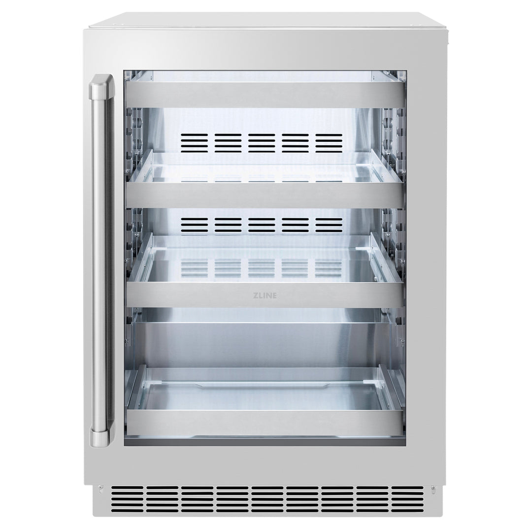 ZLINE 24" Touchstone 151 Can Beverage Fridge with Stainless Steel Glass Door,  RBSO-GS-24