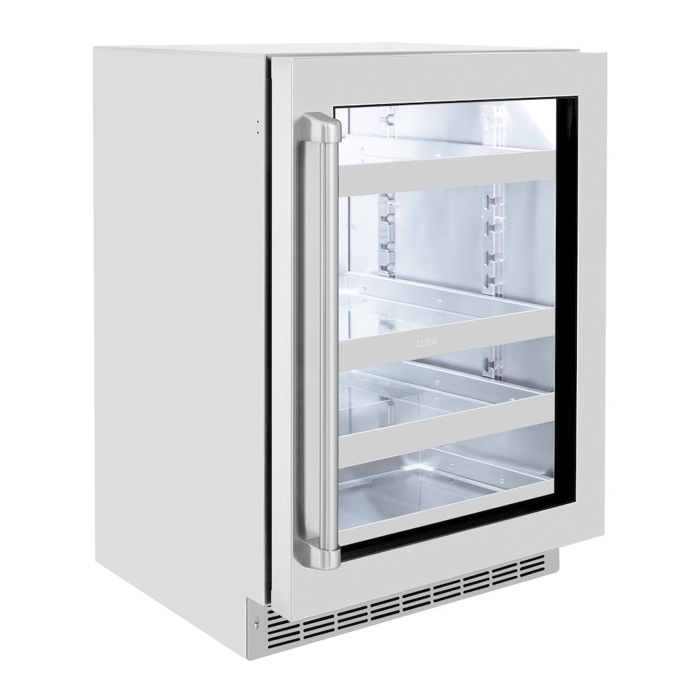 ZLINE 24 in. Touchstone 151 Can Beverage Fridge with Stainless Steel Glass Door, Open Box-Excellent Condition