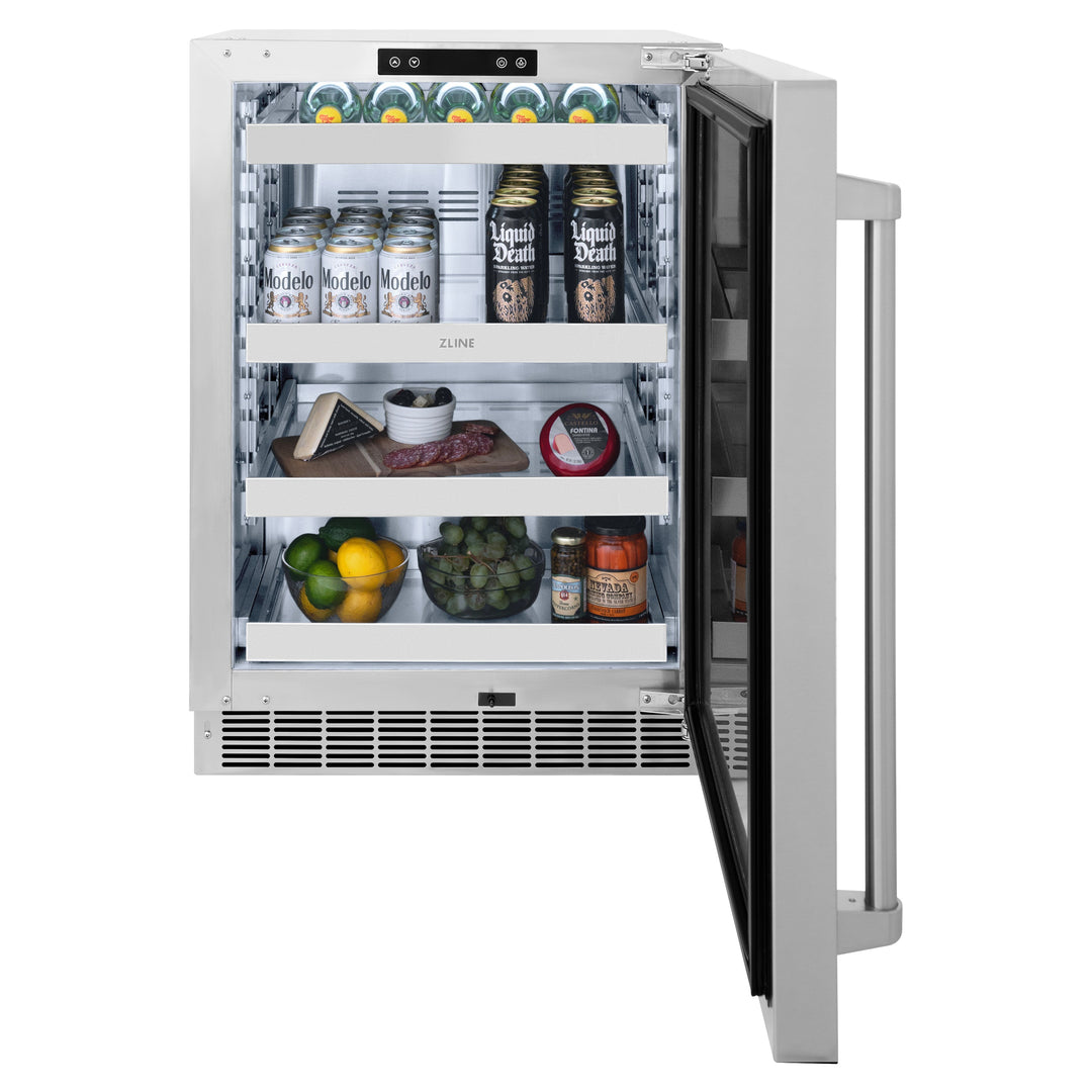 ZLINE 24" Touchstone 151 Can Beverage Fridge with Solid Stainless Steel Door,  RBSO-ST-24