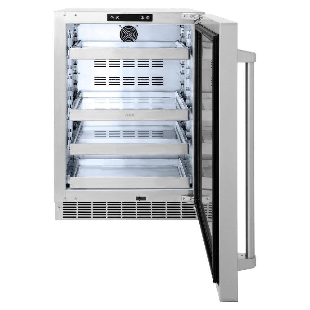 ZLINE 24 in. Touchstone 151 Can Beverage Fridge with Solid Stainless Steel Door, Open Box-Excellent Condition