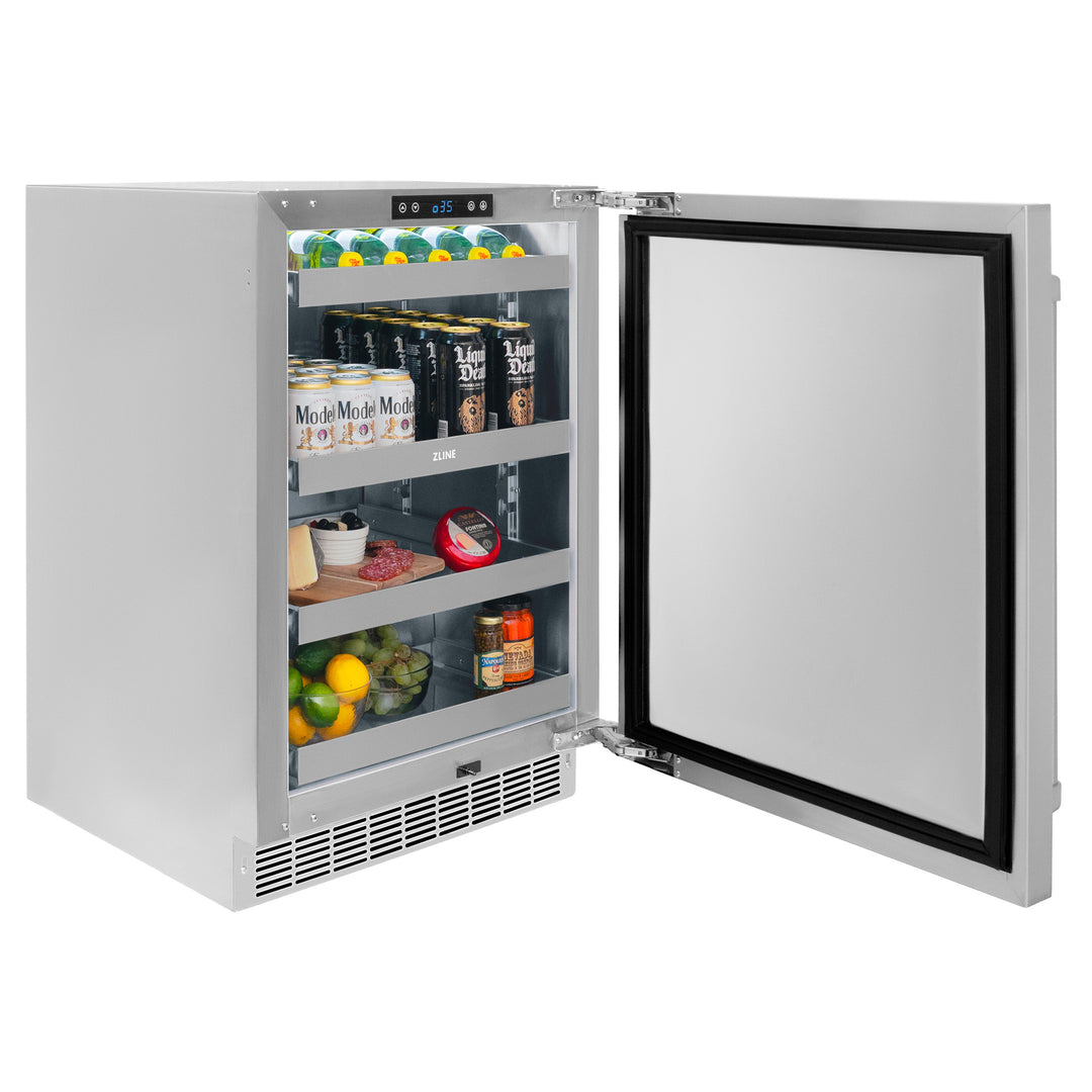 ZLINE 24" Touchstone 151 Can Beverage Fridge with Solid Stainless Steel Door,  RBSO-ST-24