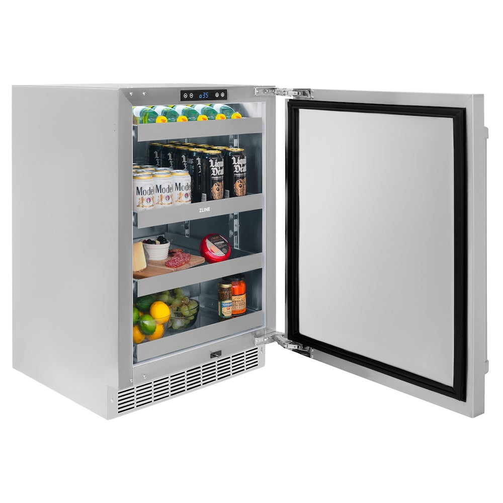 ZLINE 24 in. Touchstone 151 Can Beverage Fridge with Solid Stainless Steel Door, Open Box-Excellent Condition