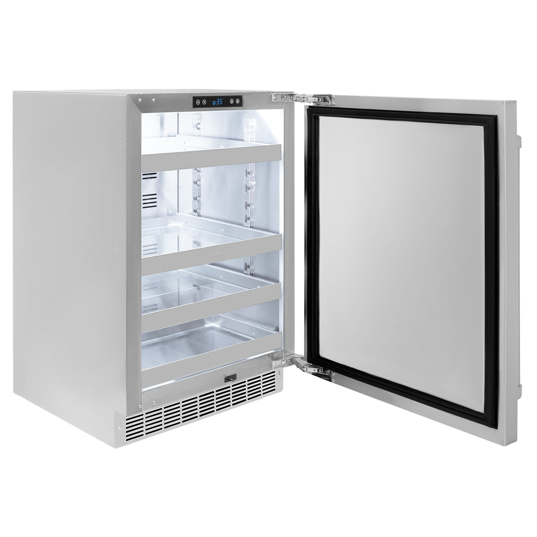 ZLINE 24" Touchstone 151 Can Beverage Fridge with Solid Stainless Steel Door,  RBSO-ST-24