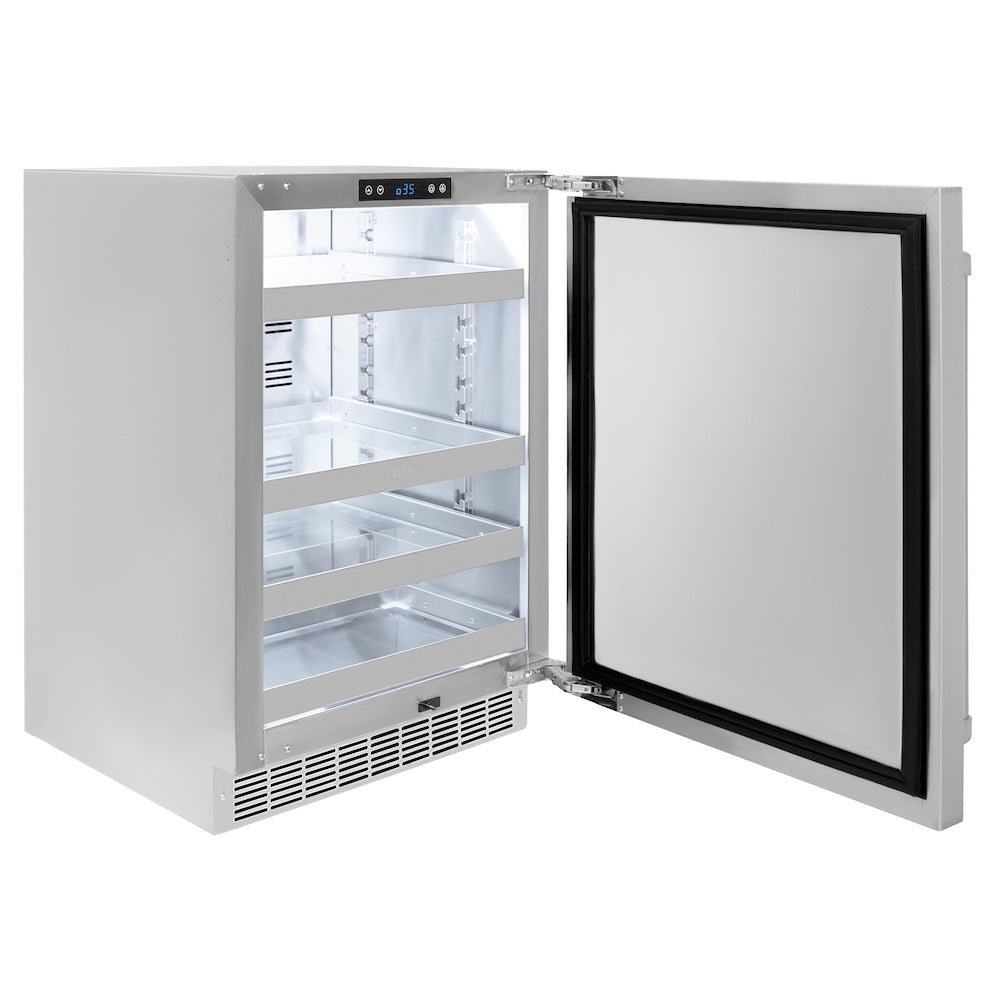 ZLINE 24 in. Touchstone 151 Can Beverage Fridge with Solid Stainless Steel Door, Open Box-Excellent Condition