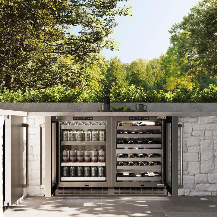ZLINE 24 in. Touchstone 151 Can Beverage Fridge with Stainless Steel Glass Door, Open Box-Excellent Condition