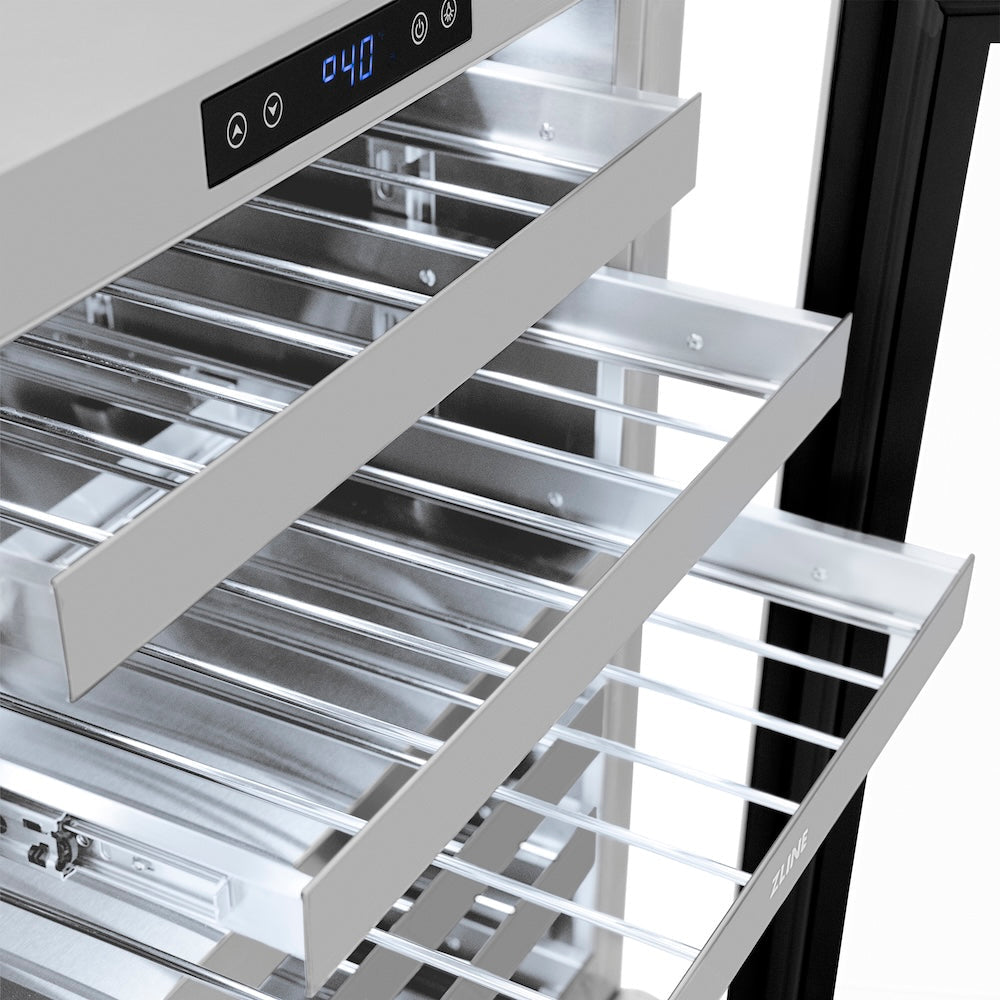 ZLINE 24 in. Touchstone Dual Zone 44 Bottle Wine Cooler with Stainless Steel Glass Door, Open Box-Good Condition