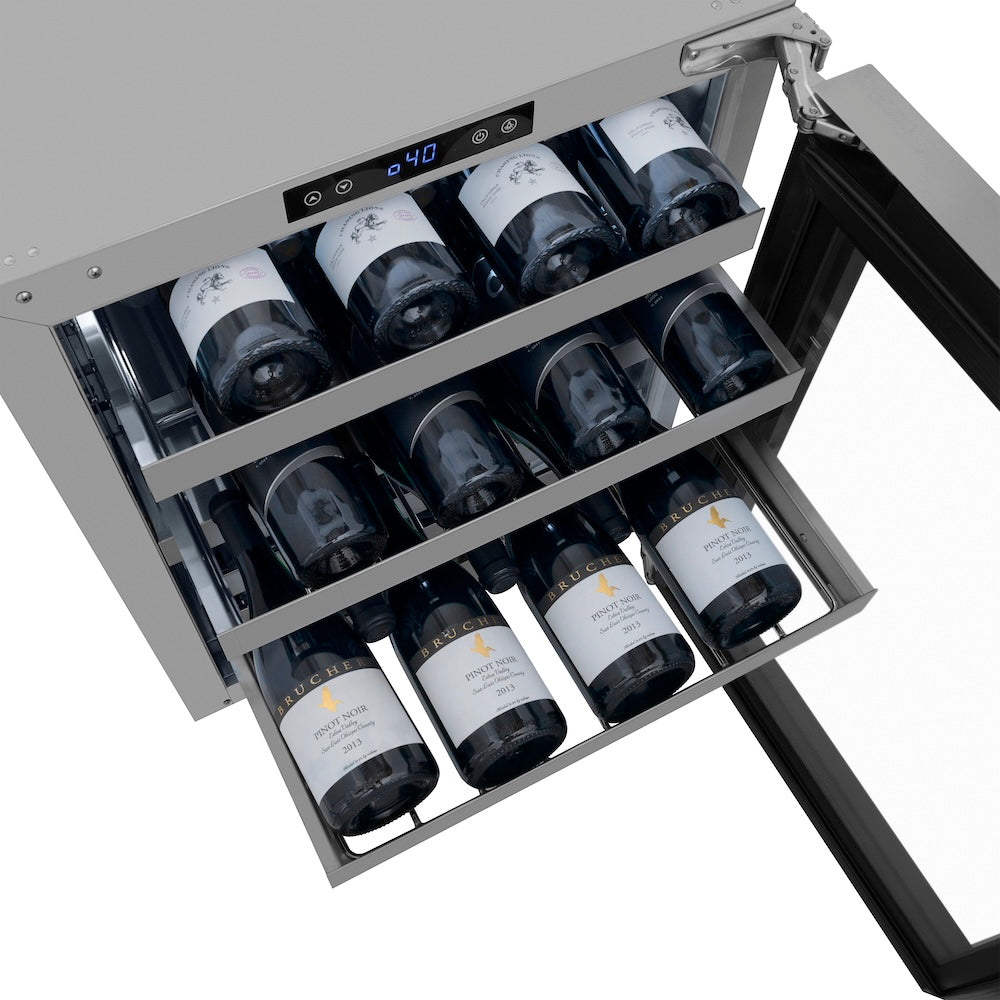 ZLINE 24 in. Touchstone Dual Zone 44 Bottle Wine Cooler with Stainless Steel Glass Door, Open Box-Excellent Condition
