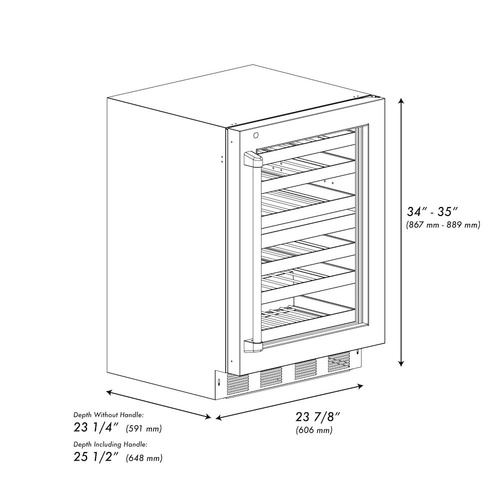 ZLINE 24 in. Touchstone Dual Zone 44 Bottle Wine Cooler with Stainless Steel Glass Door, Open Box-Excellent Condition