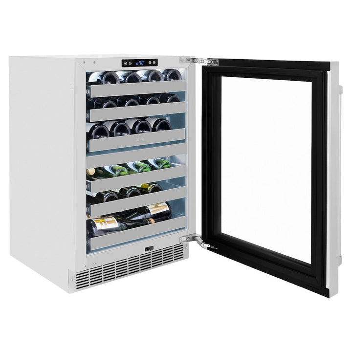ZLINE 24 in. Touchstone Dual Zone 44 Bottle Wine Cooler with Stainless Steel Glass Door, Open Box-Excellent Condition