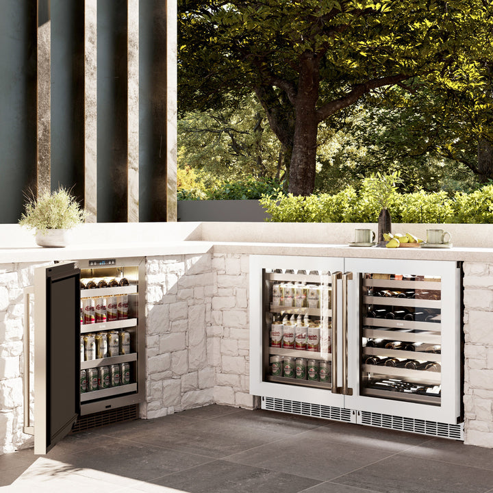 ZLINE 24" Touchstone Dual Zone 44 Bottle Wine Cooler with White Matte Glass Door, RWDO-WM-24