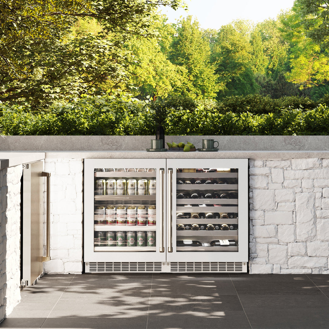 ZLINE 24" Touchstone Dual Zone 44 Bottle Wine Cooler with White Matte Glass Door, RWDO-WM-24