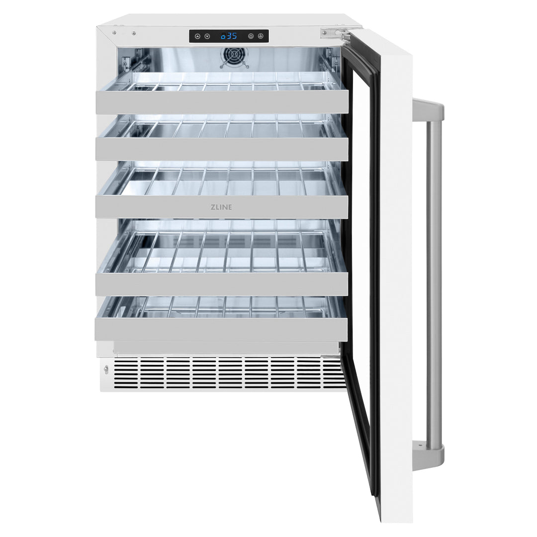 ZLINE 24" Touchstone Dual Zone 44 Bottle Wine Cooler with White Matte Glass Door, RWDO-WM-24