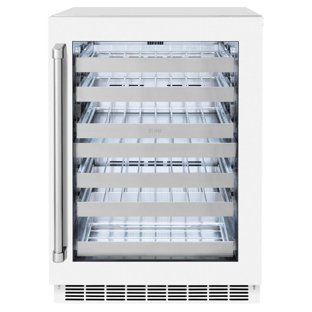 ZLINE 24" Touchstone Dual Zone 44 Bottle Wine Cooler with White Matte Glass Door, RWDO-WM-24