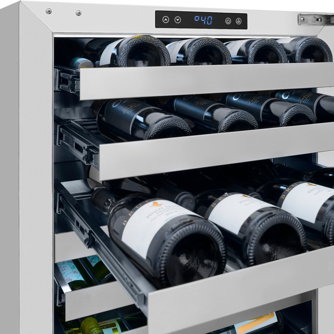 ZLINE 24 in. Touchstone Dual Zone 44 Bottle Wine Cooler with Hand Hammered Copper Glass Door (RWDO-HH-24)