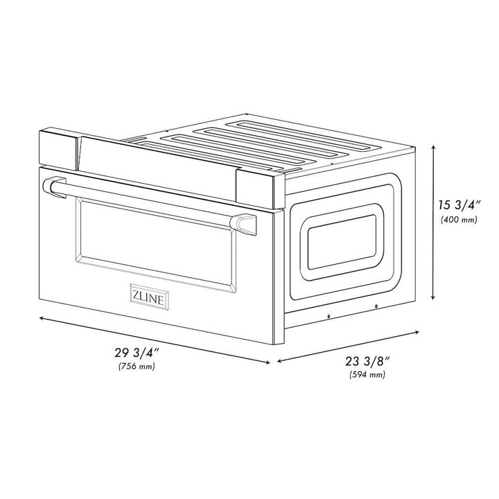 ZLINE Autograph Edition 30 in. 1.2 cu. ft. Built-In Microwave Drawer in Satin Stainless Steel with Champagne Bronze Accents (MWDZ-30-SS-CB)