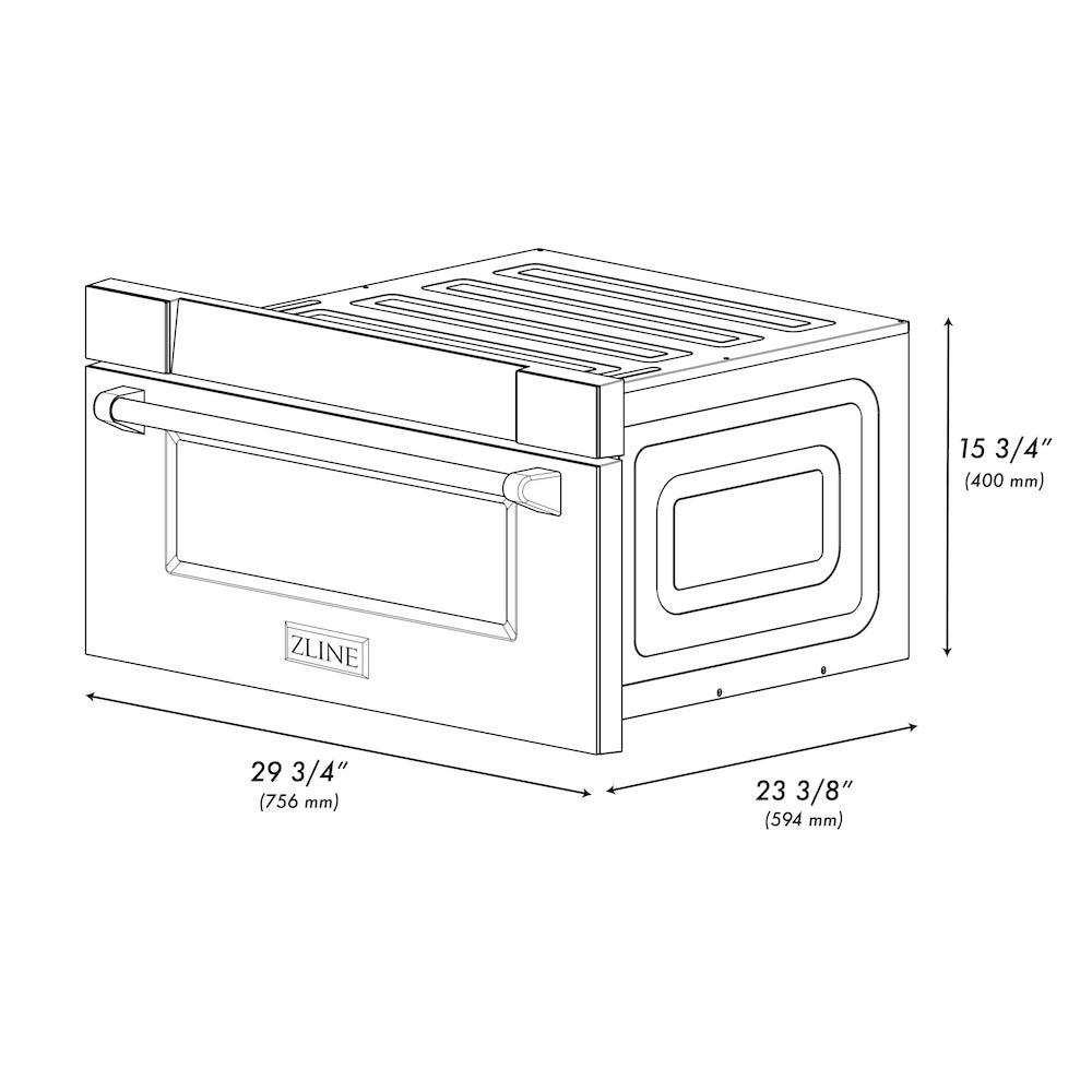 ZLINE Autograph Edition 30 in. 1.2 cu. ft. Built-In Microwave Drawer in Satin Stainless Steel with Polished Gold Accents (MWDZ-30-SS-G)