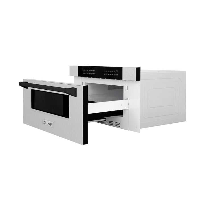 ZLINE Autograph Edition 30 in. 1.2 cu. ft. Built-In Microwave Drawer in Satin Stainless Steel with Matte Black Accents (MWDZ-30-SS-MB)