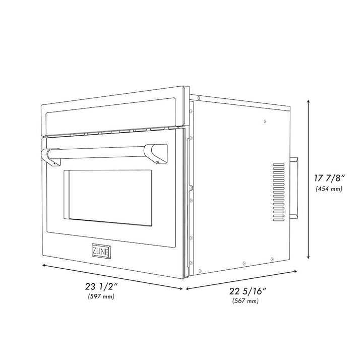 ZLINE Autograph Edition 24 in. 1.6 cu ft. Built-in Convection Microwave Oven in Satin Stainless Steel with Matte Black Accents (MWOZ-24-SS-MB)