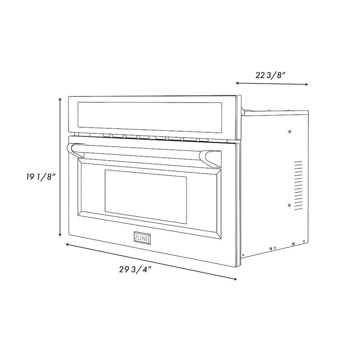 ZLINE Autograph Edition 30 in. 1.6 cu ft. Built-in Convection Microwave Oven in Satin Stainless Steel and Polished Gold Accents (MWOZ-30-SS-G)