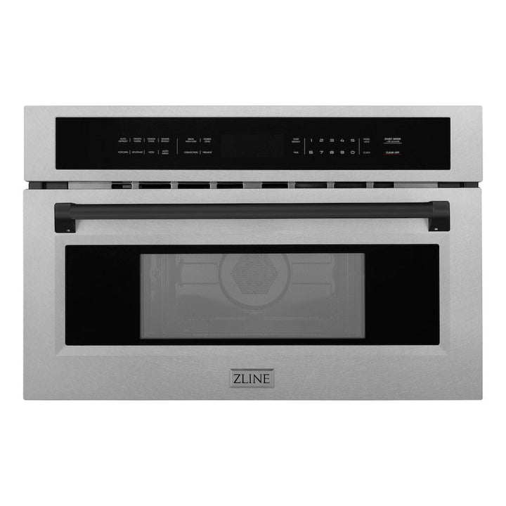 ZLINE Autograph Edition 30 in. 1.6 cu ft. Built-in Convection Microwave Oven in Satin Stainless Steel and Matte Black Accents (MWOZ-30-SS-MB)