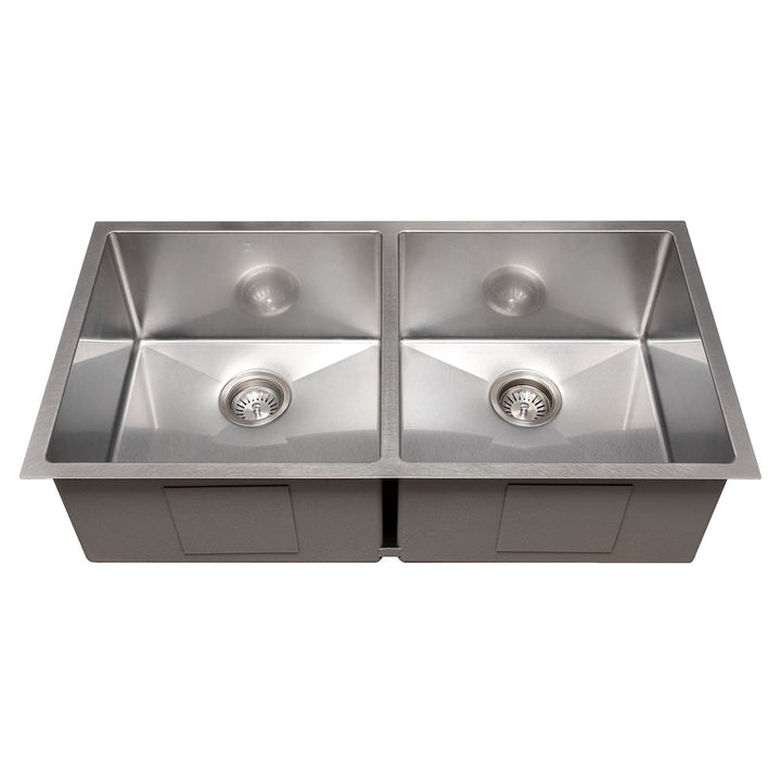 ZLINE 36 in. Anton Undermount Double Bowl Satin Stainless Steel Kitchen Sink with Bottom Grid (SR50D-36S)