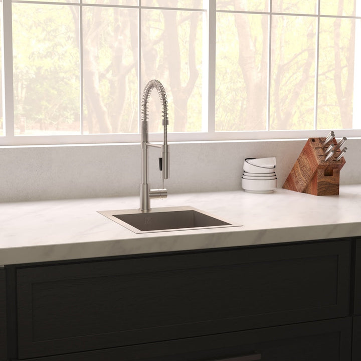 ZLINE 15 in. Donner Topmount Single Bowl Satin Stainless Steel Bar Kitchen Sink (STS-15S)
