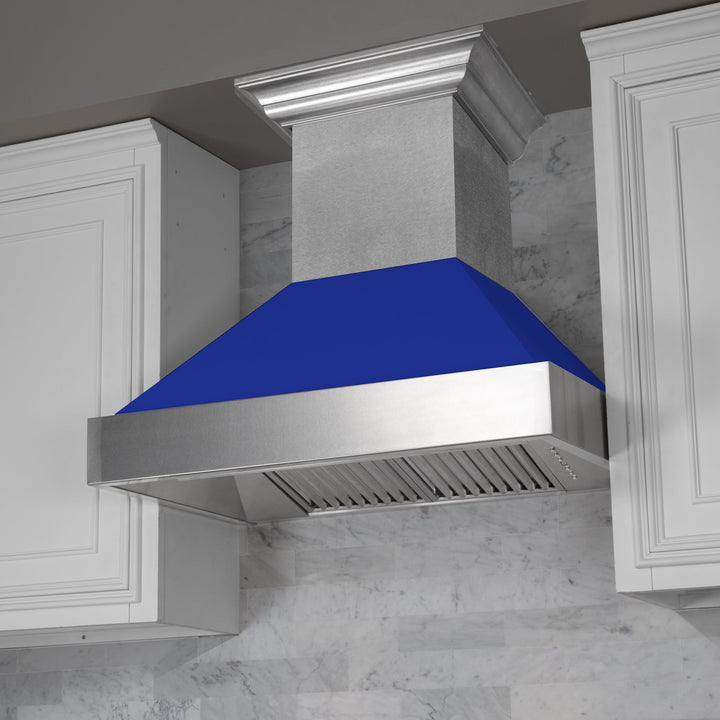 36" Ducted Fingerprint Resistant Stainless Steel Range Hood with Blue Matte Shell (8654BM-36)