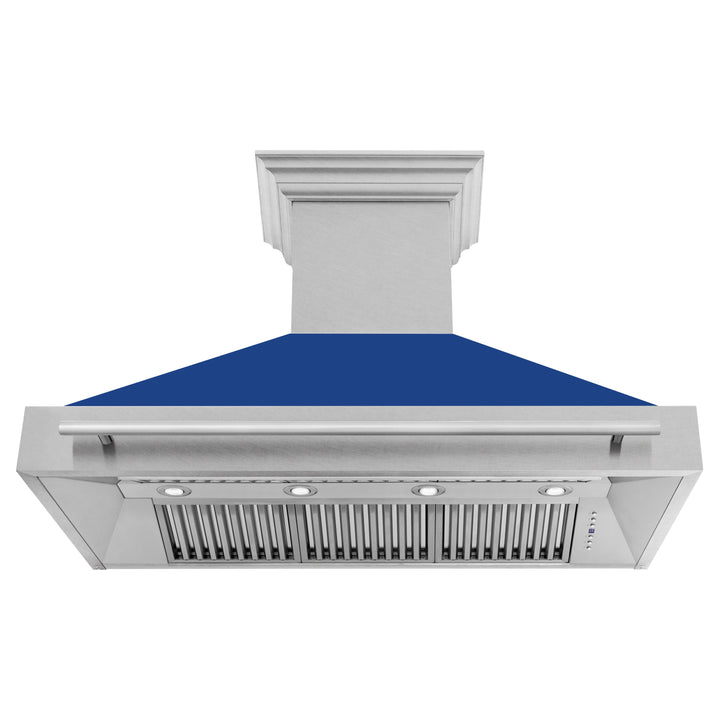 ZLINE 48" Fingerprint Resistant Stainless Steel Range Hood with Blue Matte Shell (8654SNX-BM48)