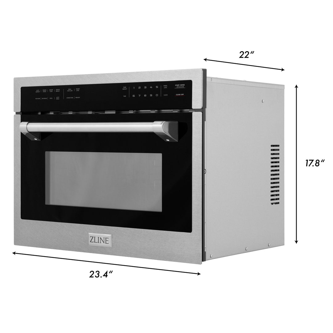 ZLINE 24 in. 1.6 cu ft. Built-in Convection Microwave Oven in Satin Stainless Steel with Speed and Sensor Cooking, Open Box-Excellent Condition