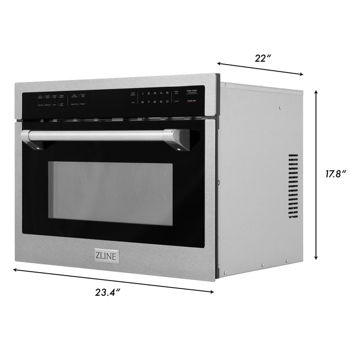 ZLINE 24 in. 1.6 cu ft. Built-in Convection Microwave Oven in Satin Stainless Steel with Speed and Sensor Cooking, Open Box-Excellent Condition