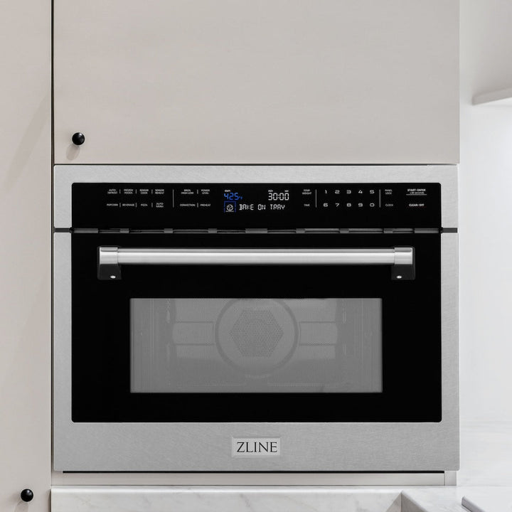 ZLINE 24 in. 1.6 cu ft. Built-in Convection Microwave Oven in Satin Stainless Steel with Speed and Sensor Cooking (MWO-24-SS)