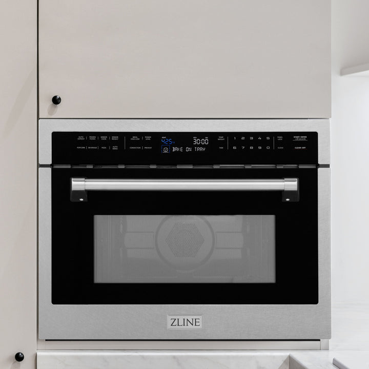 ZLINE 24 in. 1.6 cu ft. Built-in Convection Microwave Oven in Satin Stainless Steel with Speed and Sensor Cooking, Open Box-Excellent Condition