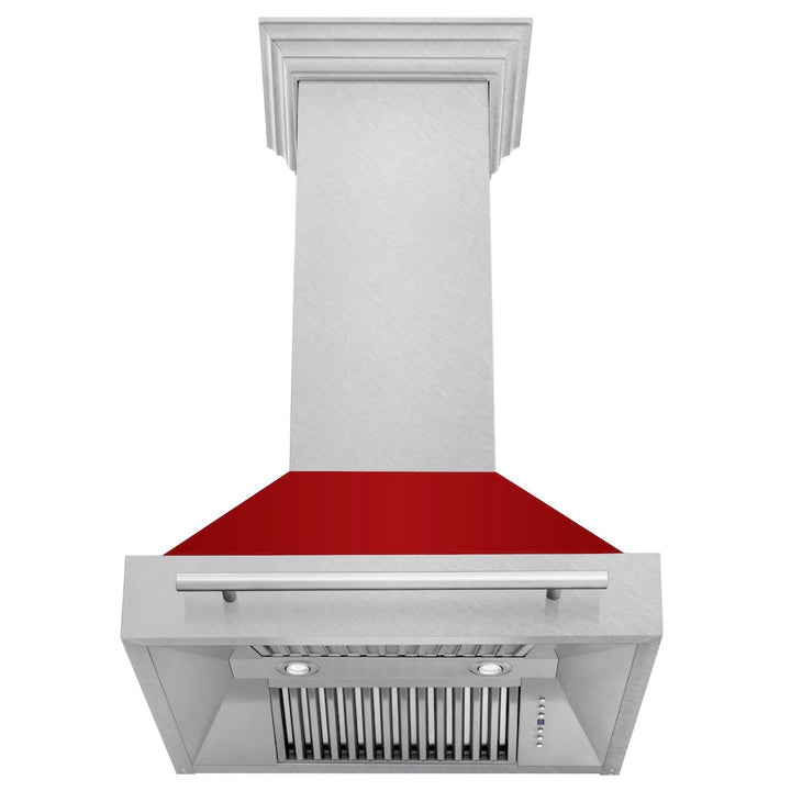 ZLINE 30" Fingerprint Resistant Stainless Steel Range Hood with Red Gloss Shell (8654SNX-RG30)