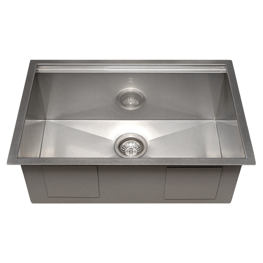 ZLINE 27 in. Garmisch Undermount Single Bowl Satin Stainless Steel Kitchen Sink with Bottom Grid and Accessories (SLS-27S)