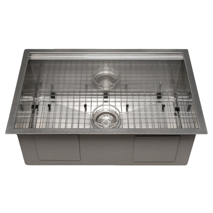 ZLINE 27 in. Garmisch Undermount Single Bowl Satin Stainless Steel Kitchen Sink with Bottom Grid and Accessories (SLS-27S)