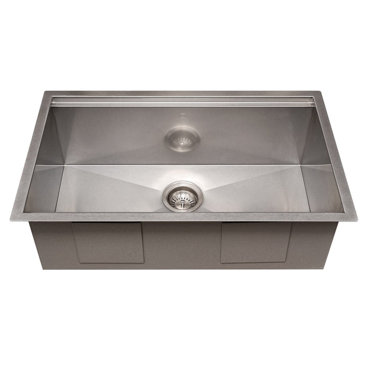 ZLINE 30 in. Garmisch Undermount Single Bowl Satin Stainless Steel Kitchen Sink with Bottom Grid and Accessories (SLS-30S)