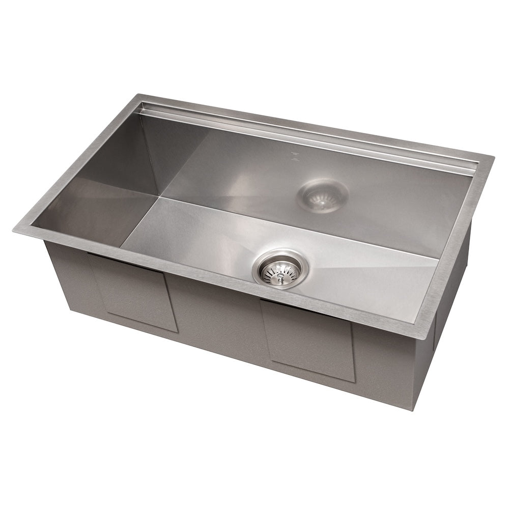 ZLINE 30 in. Garmisch Undermount Single Bowl Satin Stainless Steel Kitchen Sink with Bottom Grid and Accessories (SLS-30S)