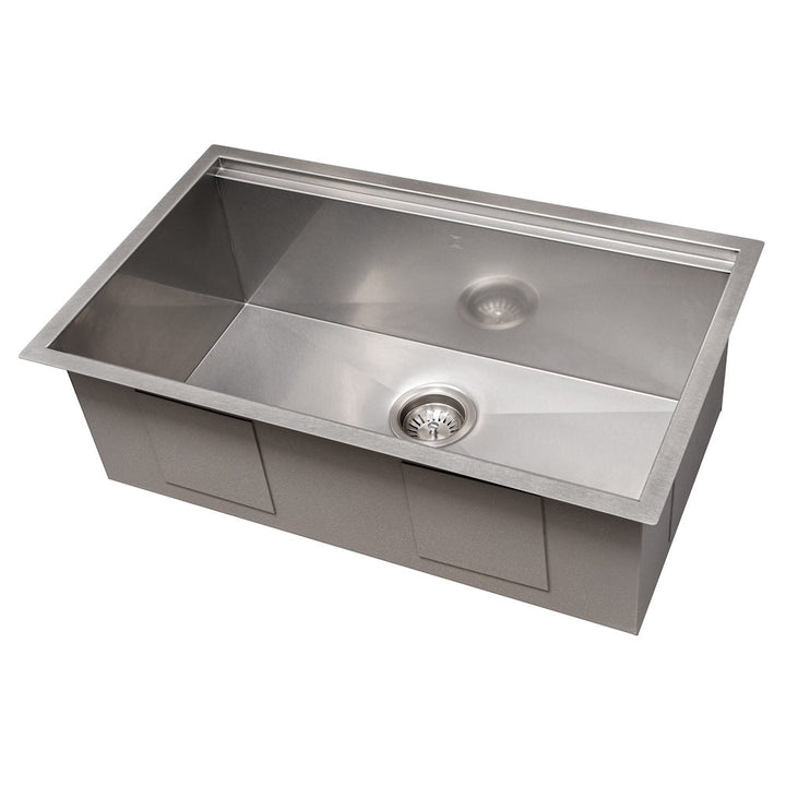ZLINE 30 in. Garmisch Undermount Single Bowl Satin Stainless Steel Kitchen Sink with Bottom Grid and Accessories (SLS-30S)